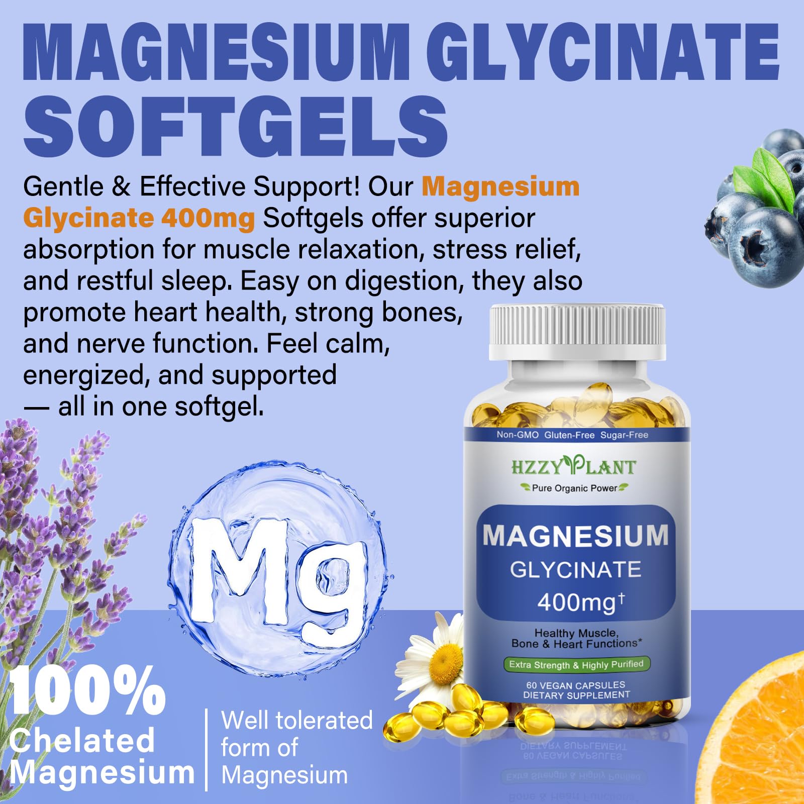 HZZYPLANT softgels poured into a hand highlight fast absorption.