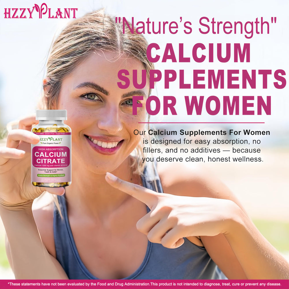 HZZYPLANT Vegan-friendly icon highlights plant-based calcium citrate support