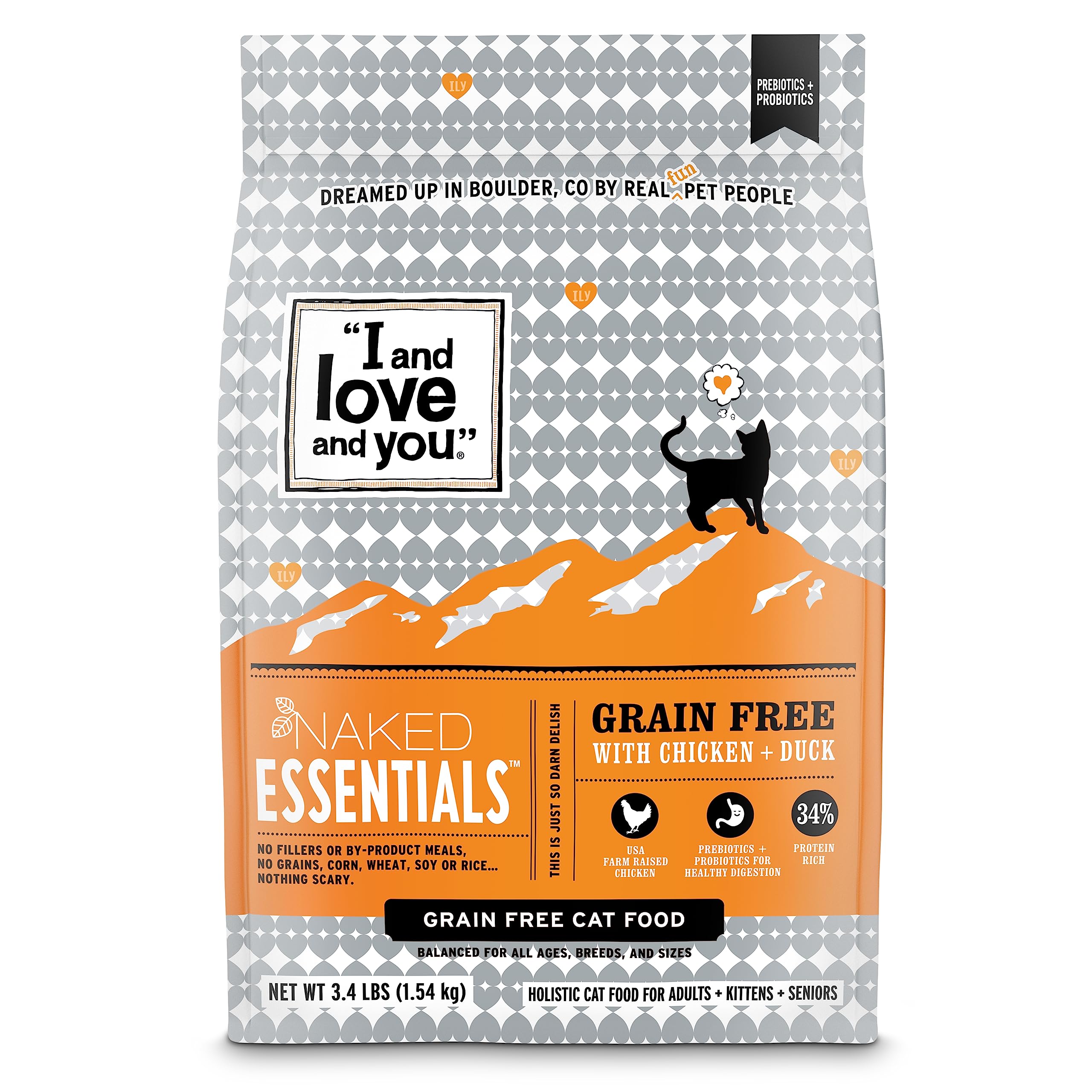 I and love and you Naked Essentials chicken kibble for active cats with high-protein bites