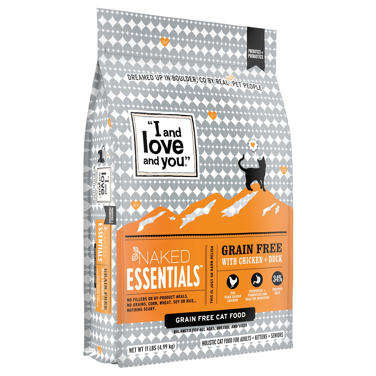I and love and you Naked Essentials kibble close-up with chicken and duck, high-protein flavor