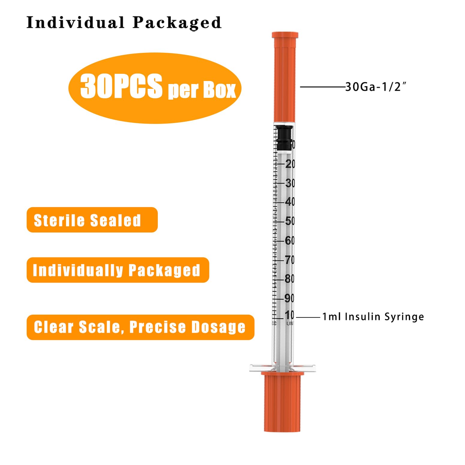 IABDASYET U-100 syringe has a silicone-sealed piston for smooth operation.
