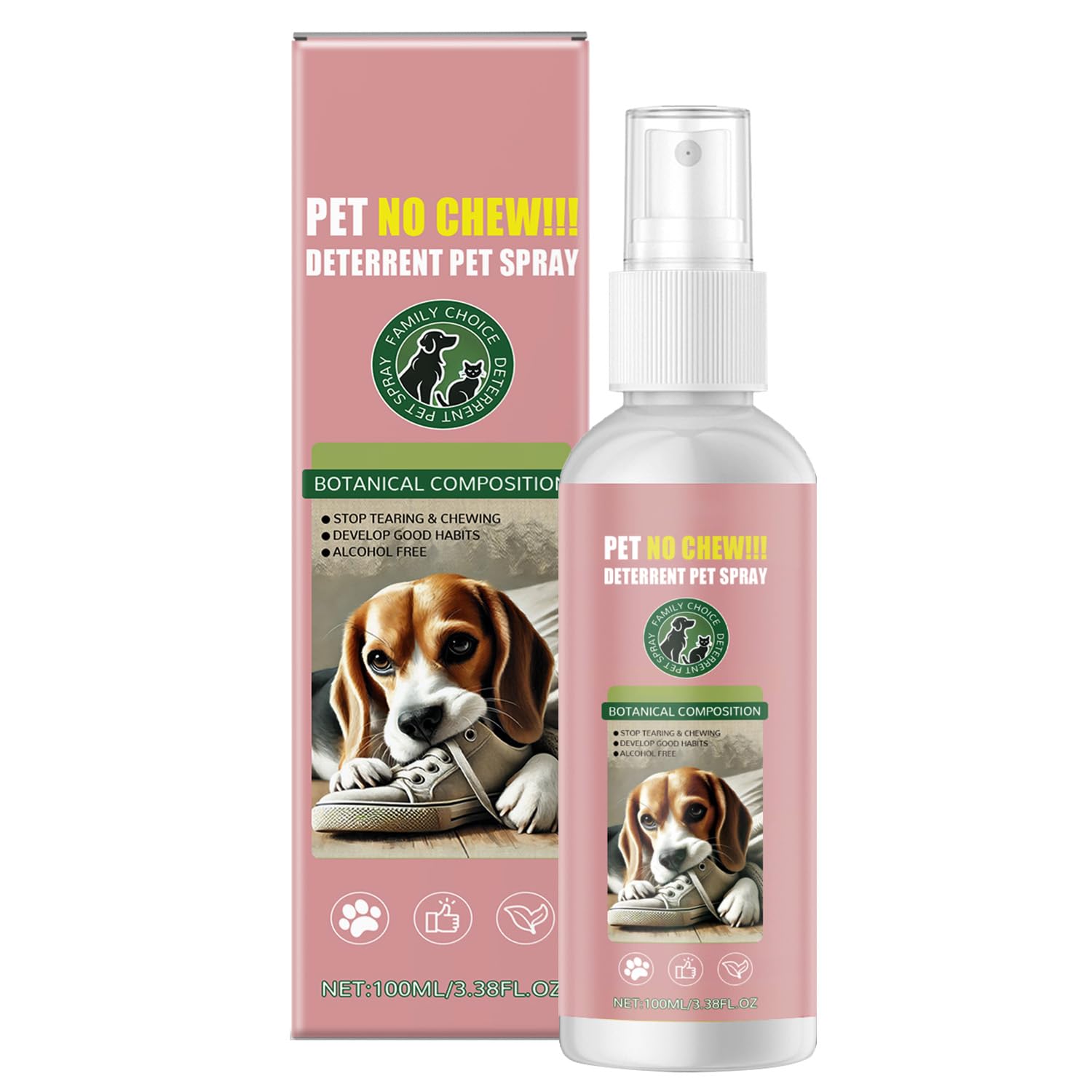 iALTERLL Bitter Apple Spray bottle deters dog chewing on furniture and plants