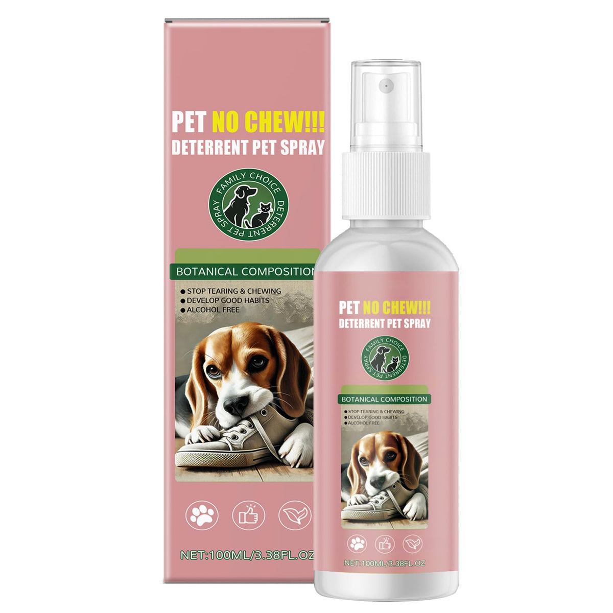 iALTERLL Bitter Apple Spray bottle deters dog chewing on furniture and plants