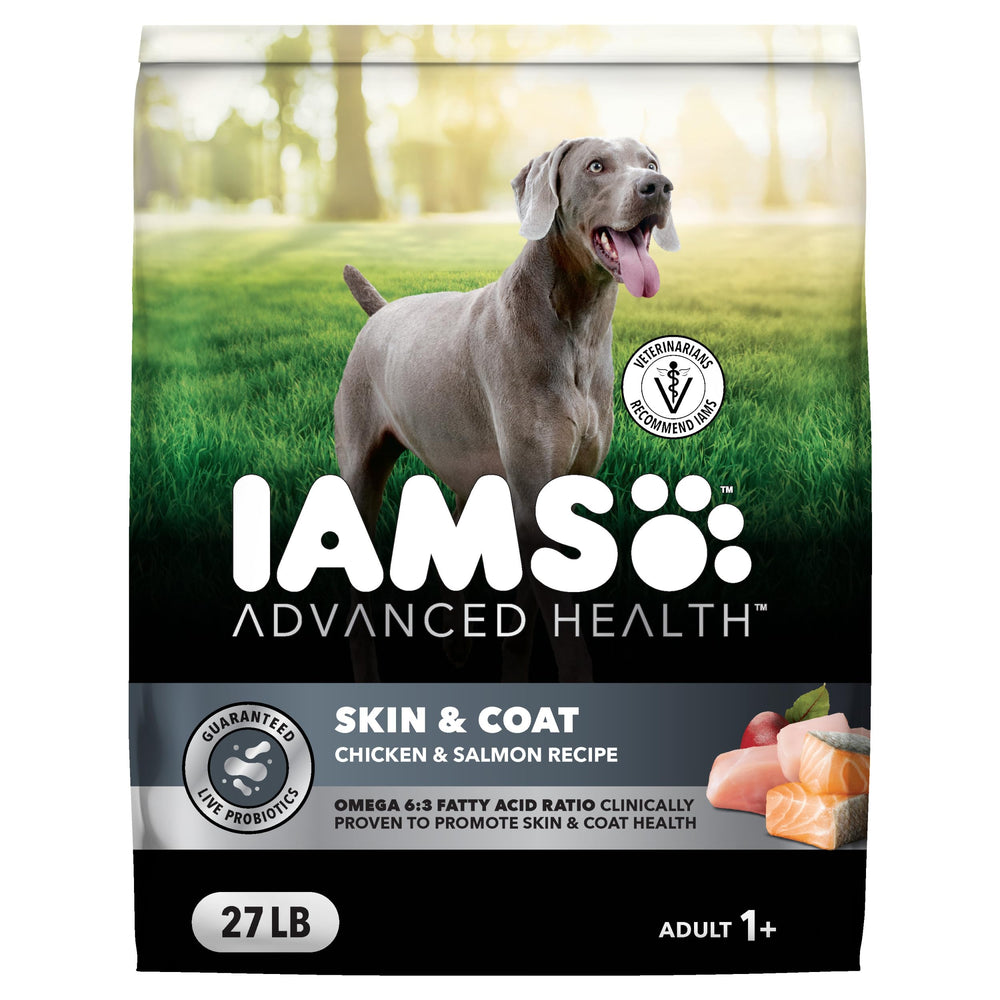 IAMS Advanced Health Skin & Coat bag front promoting healthy skin and coat.