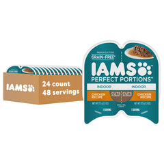 IAMS Perfect Portions grain-free wet cat food in gravy for indoor cats, hydration support.