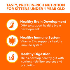 Two portions in a twin-pack tray simplify feeding for kittens.