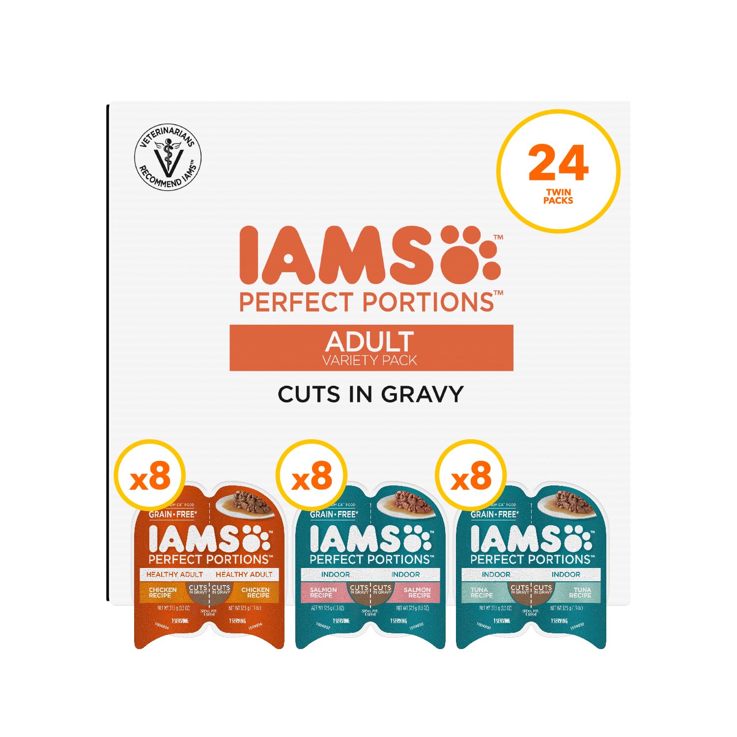 IAMS Perfect Portions twin-pack trays for convenient, portion-controlled meals for cats.