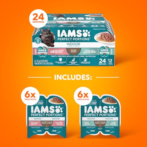 IAMS Perfect Portions wet cat food indoor-trays cuts in gravy offer two portions for easy portion control