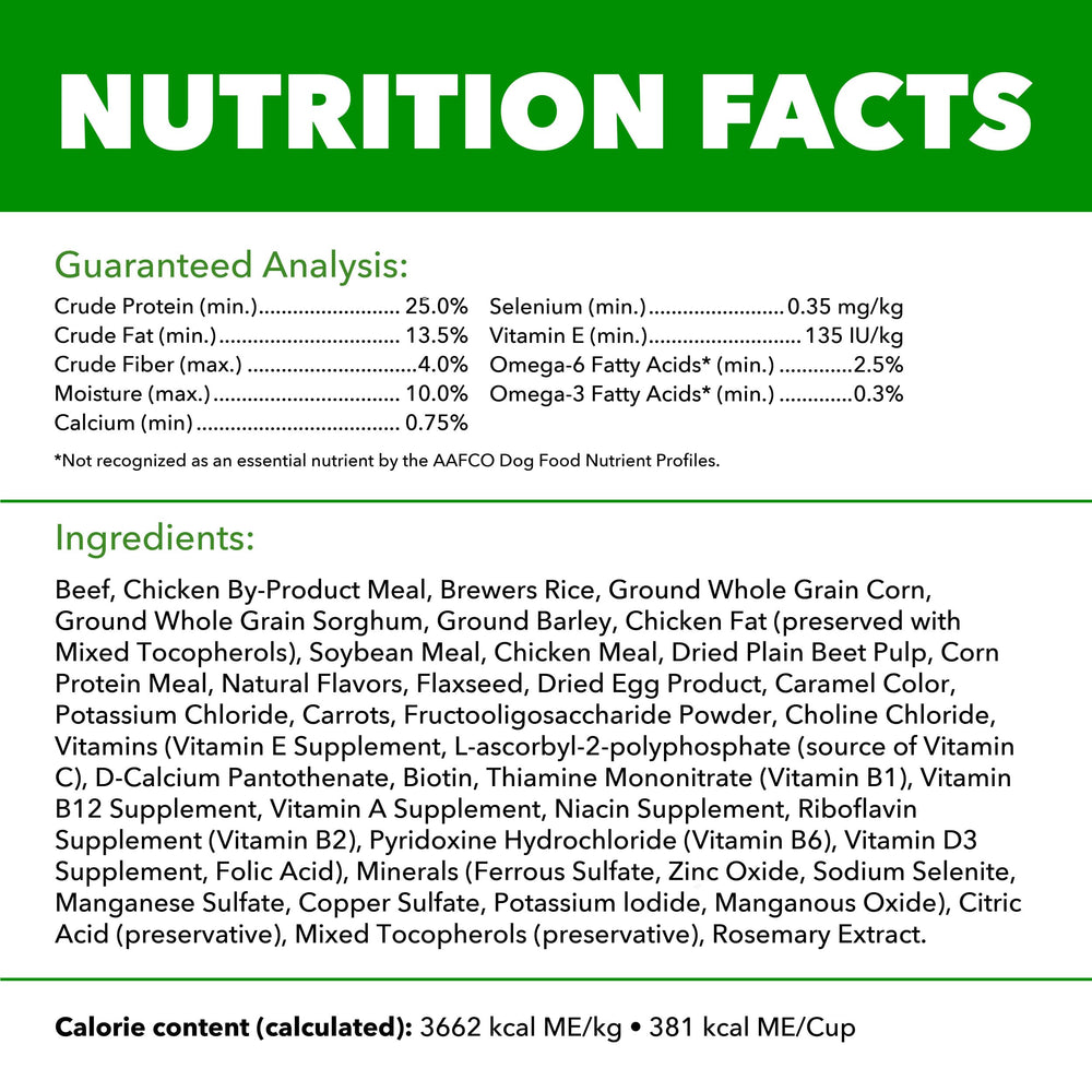IAMS Proactive Health feeding guide panel shows portion sizes for large dogs