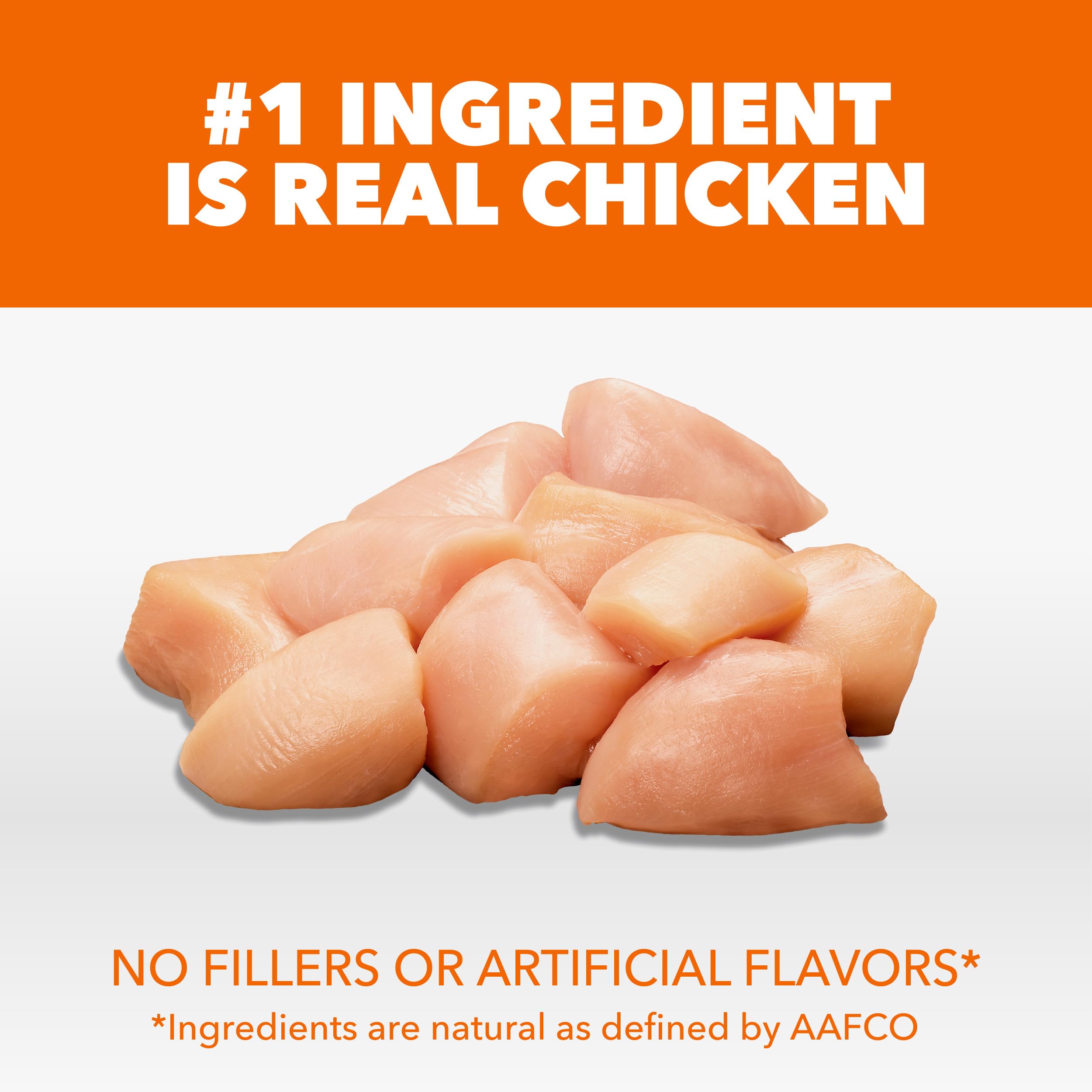 Close-up of IAMS Proactive Health kibble highlighting real chicken protein.