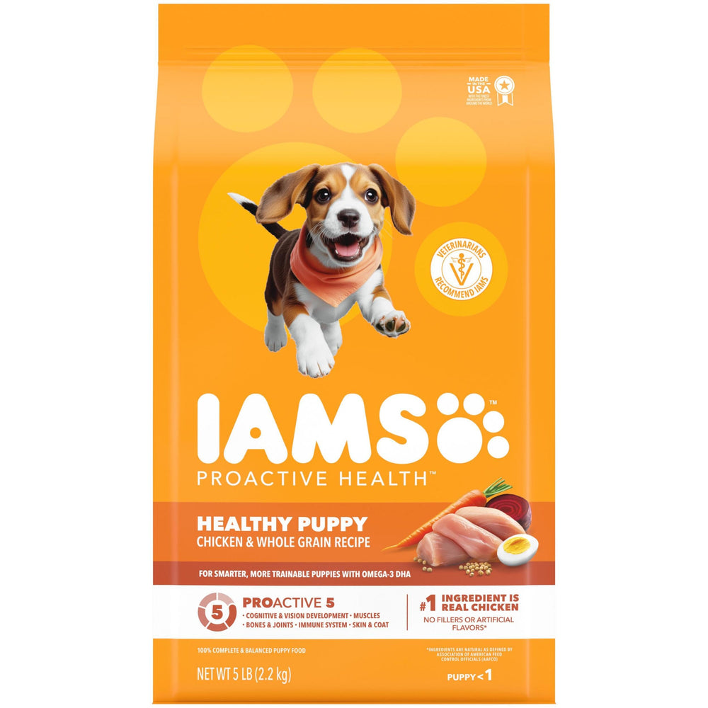 IAMS Proactive Health chiots croquettes au poulet, croquantes et appétentes.