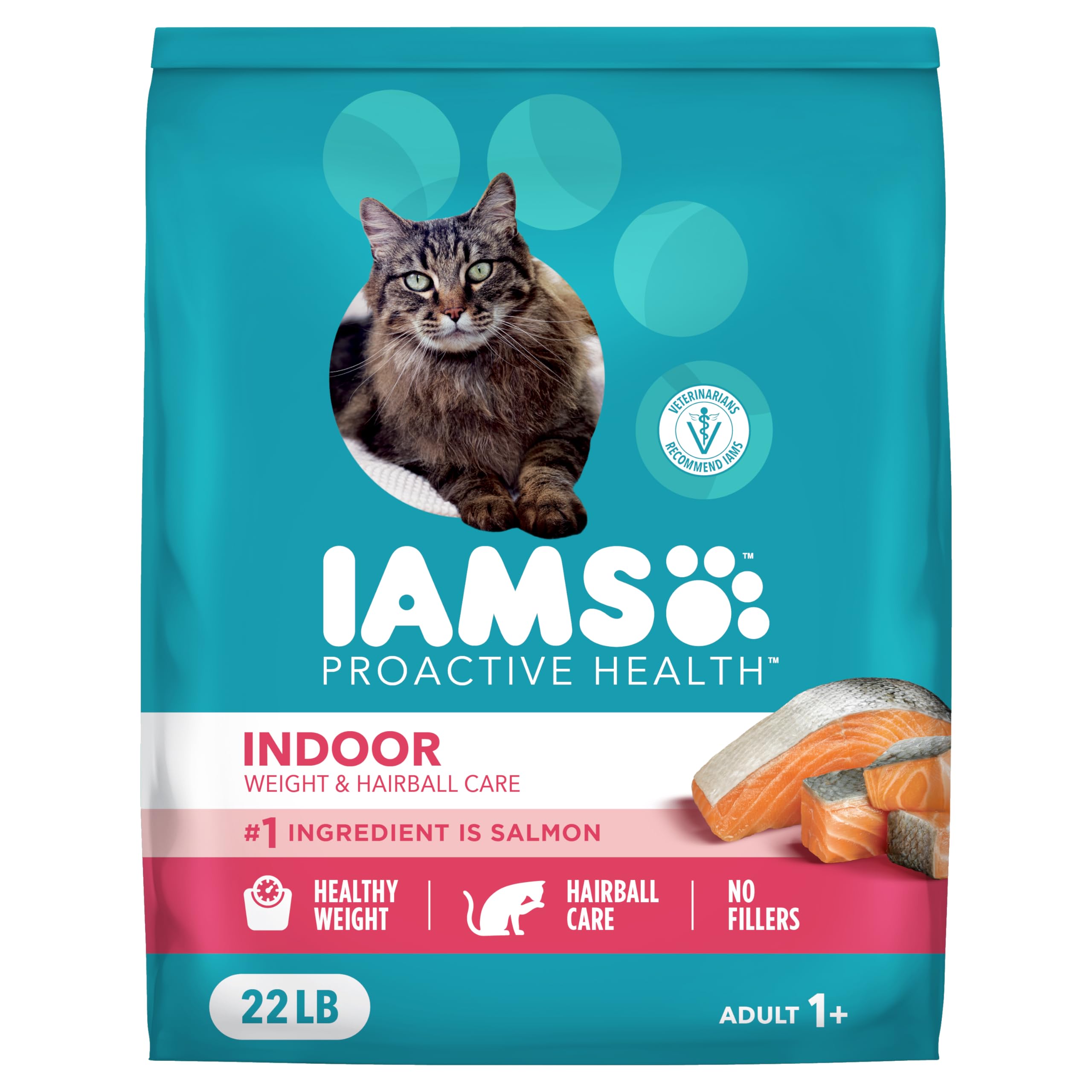 IAMS Proactive Health real salmon kibble supports healthy muscles and energy for daily play