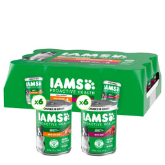 IAMS Proactive Health wet dog food with chicken chunks in gravy, tasty and protein-rich.