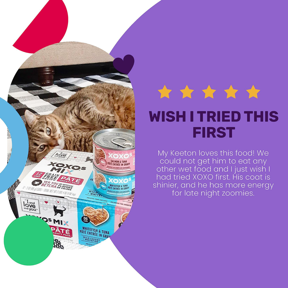 I&Love&You XOXOs Mix Pate label emphasizes grain-free formula without artificial preservatives.