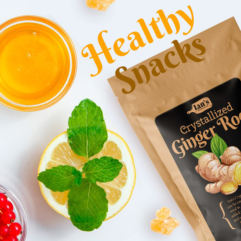 IAN's crystallized ginger easy snack, convenient on the go