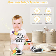 iaovueby wrist rattles with ladybug and butterfly to engage tiny hands and motor skills.