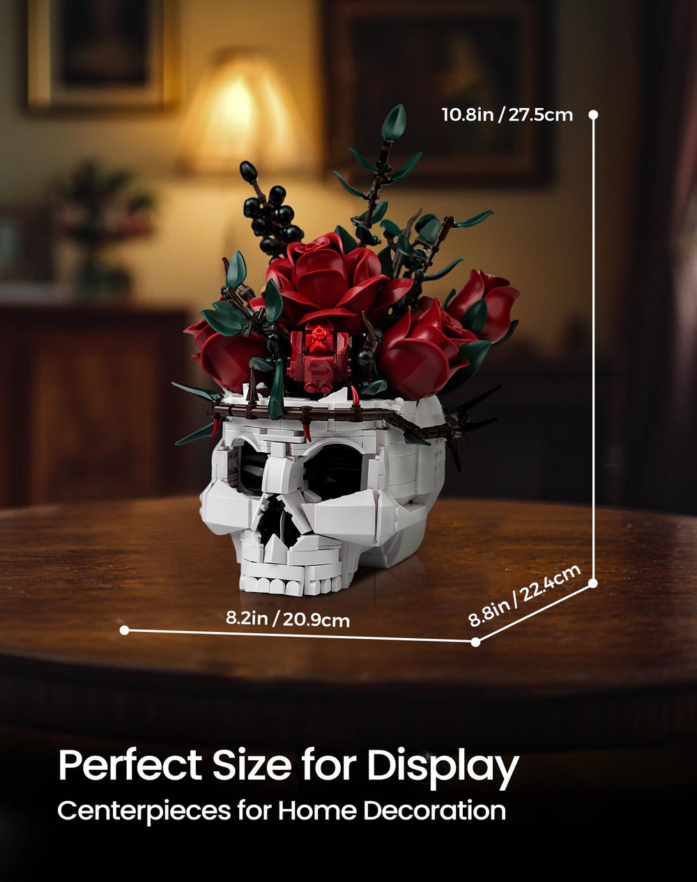 iATOM skull ivy display base highlights the anatomy-inspired sculpture.