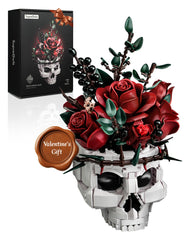 iATOM Skull Roses Bouquet build set shown ready for a dramatic gothic display.