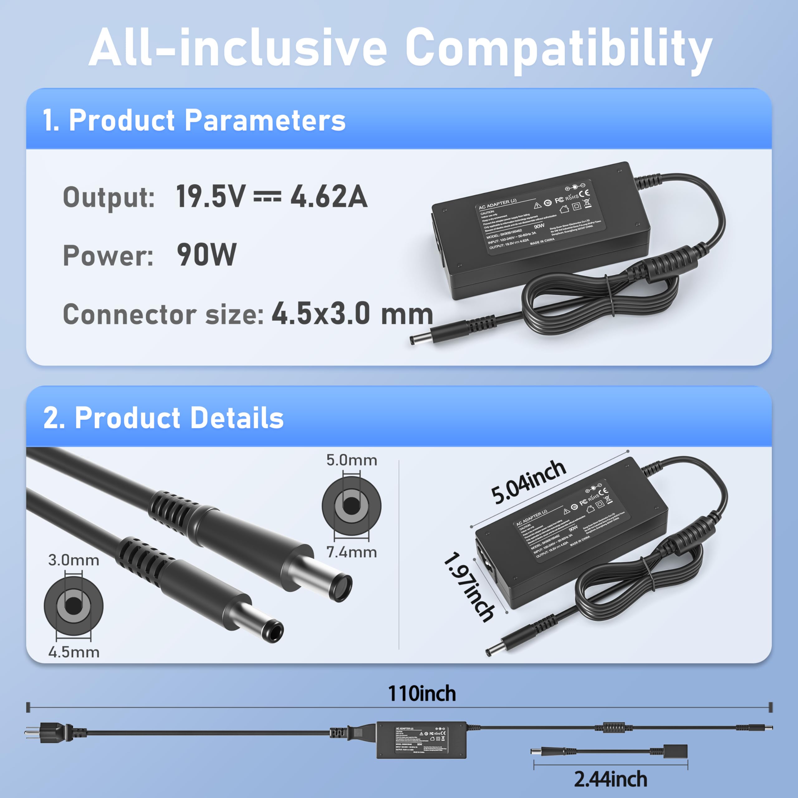 IBATTS 90W charger cord neatly coiled, desk-ready and portable.