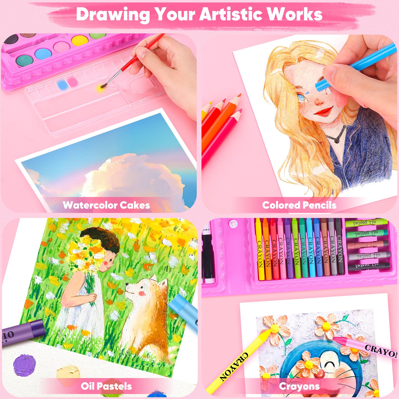 iBayam colored pencils and brushes fit in a portable case for on-the-go art.