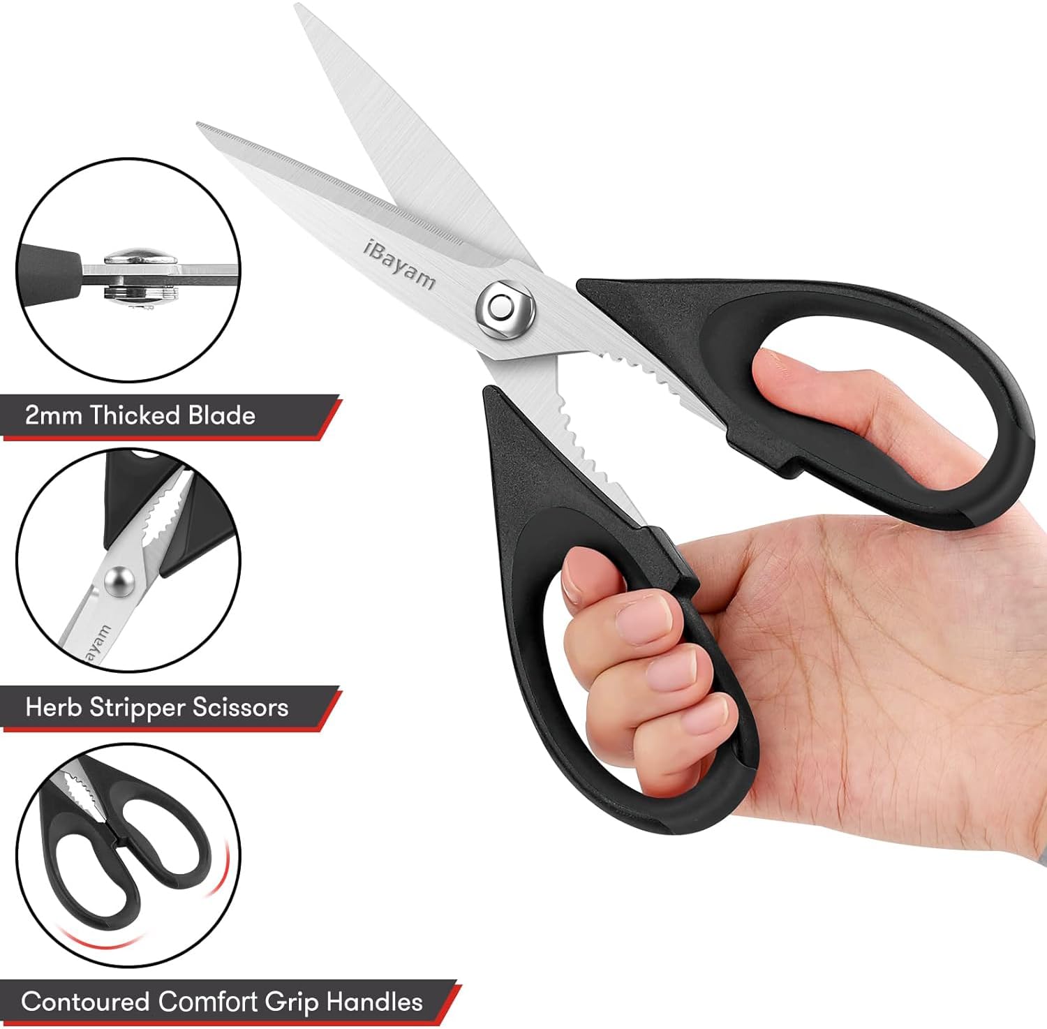 iBayam dishwasher-safe kitchen scissors for easy cleanup