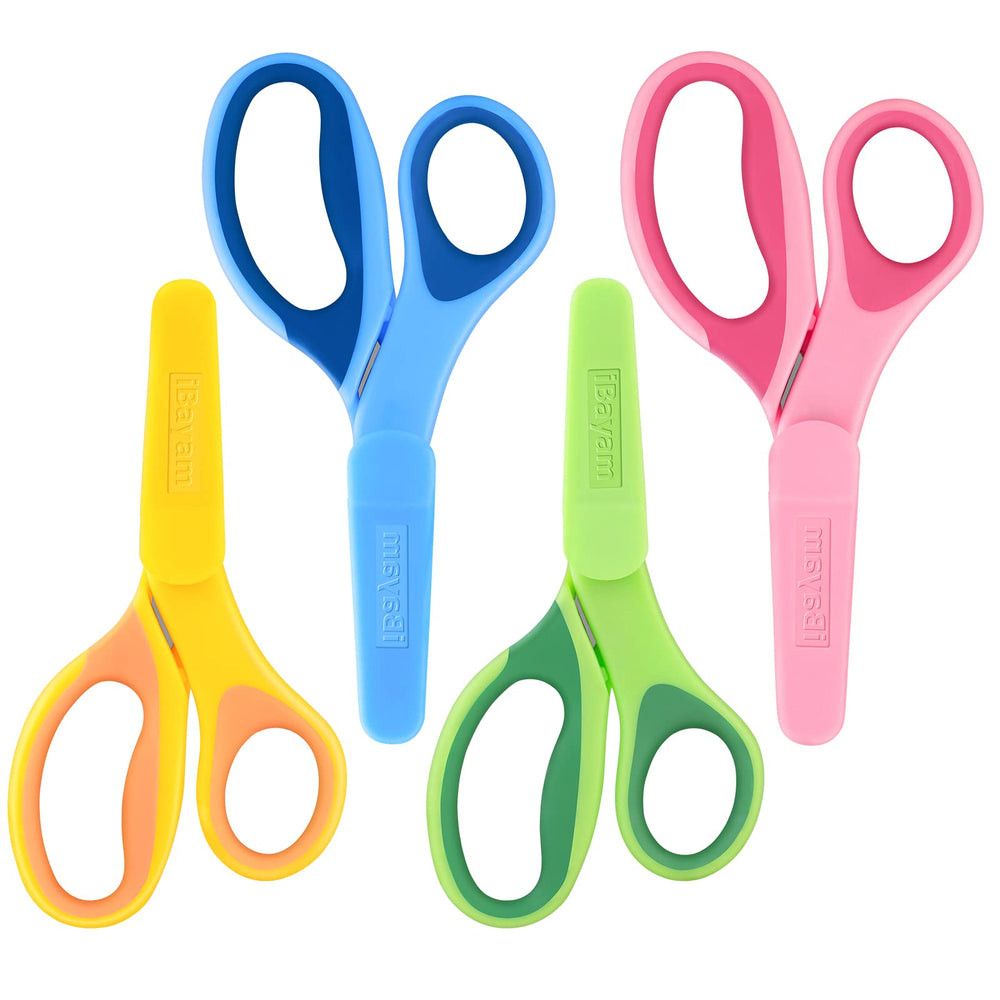 iBayam comfort grip scissors provide non-slip control for young hands.