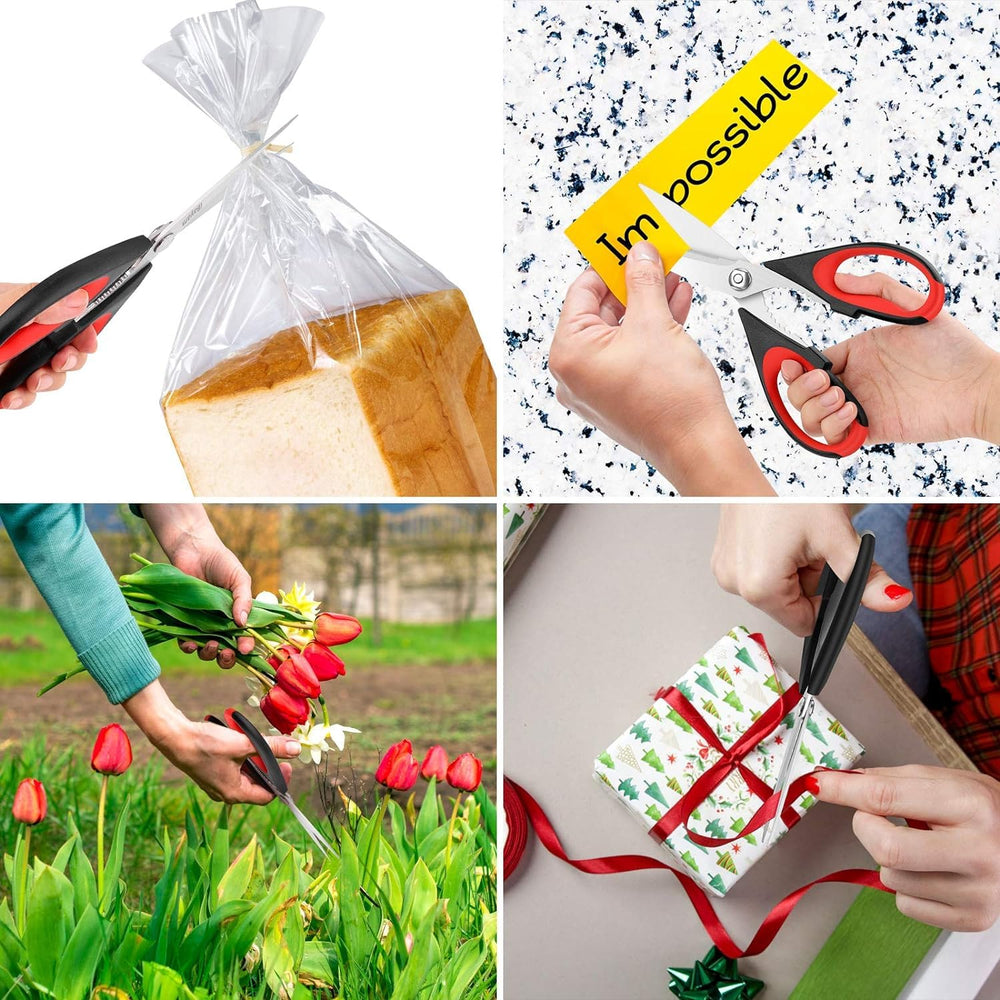 iBayam orange-handle kitchen scissors for bold color coding.