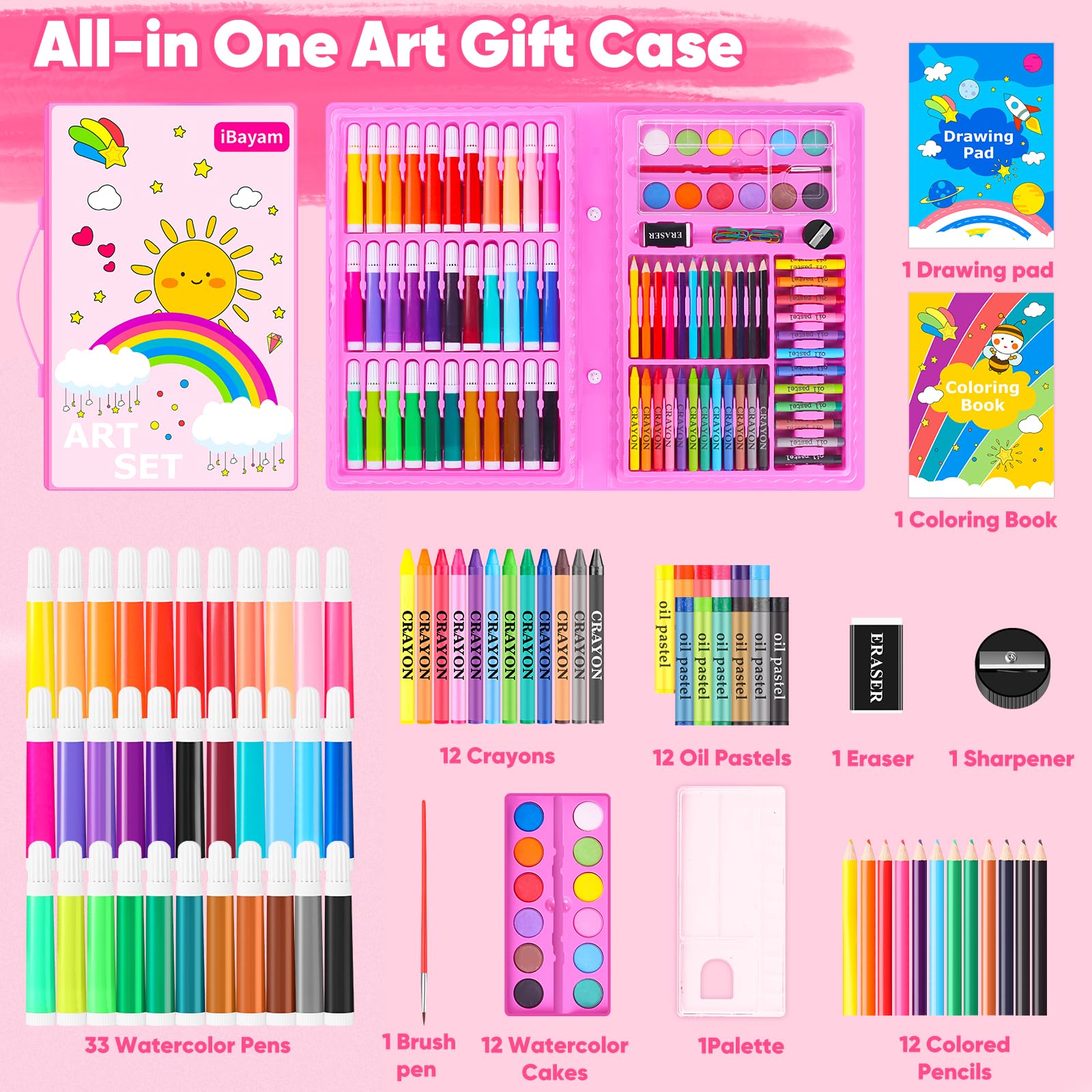 iBayam watercolor pens and cakes offering vibrant pigmentation for joyful painting sessions.