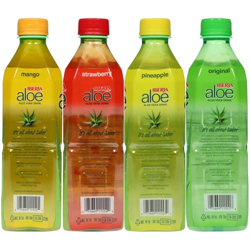 Iberia Aloe Vera Drink Pineapple bottle front, bright tropical refreshment.