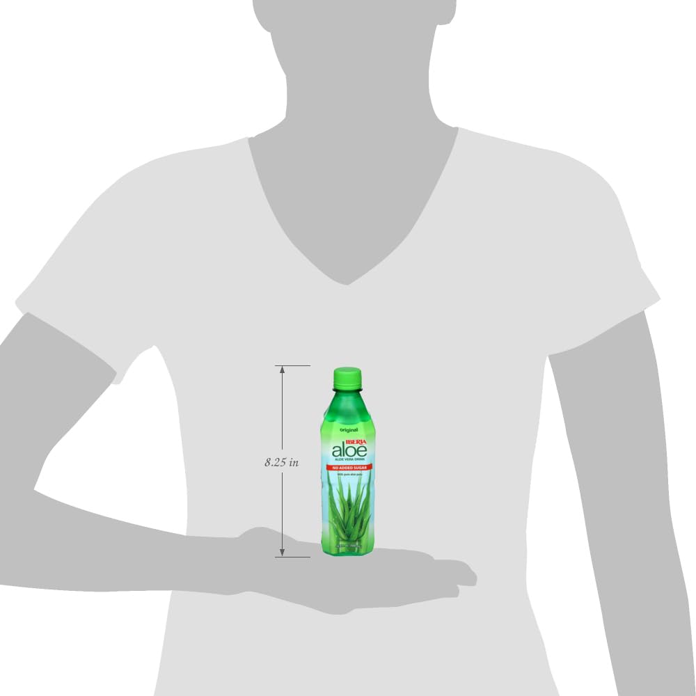 Glass of Iberia Aloe Vera Drink with Pulp showing real pulp and no sugar
