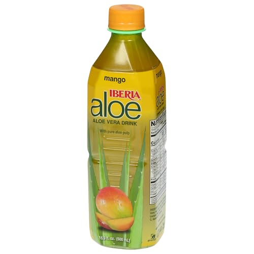 Iberia Aloe Vera Drink mango-pulp in a cooler bottle for on-the-go refreshment.