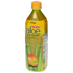 Iberia Aloe Vera Drink mango-pulp in a cooler bottle for on-the-go refreshment.