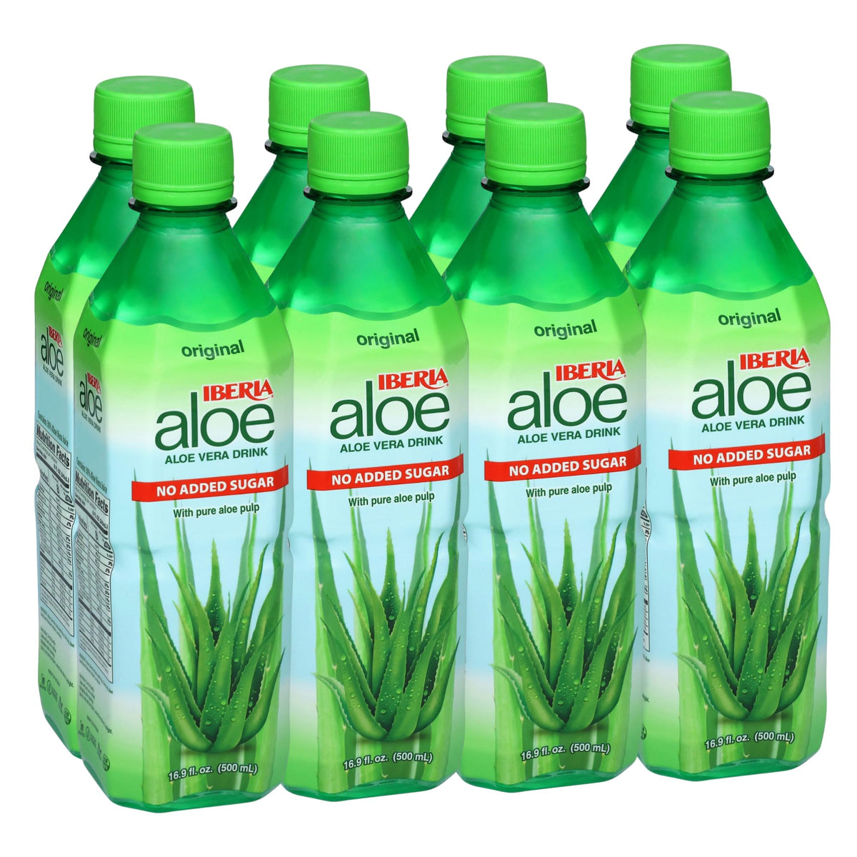 Iberia Aloe Vera Drink with Pulp in an eight-pack front view for daily hydration