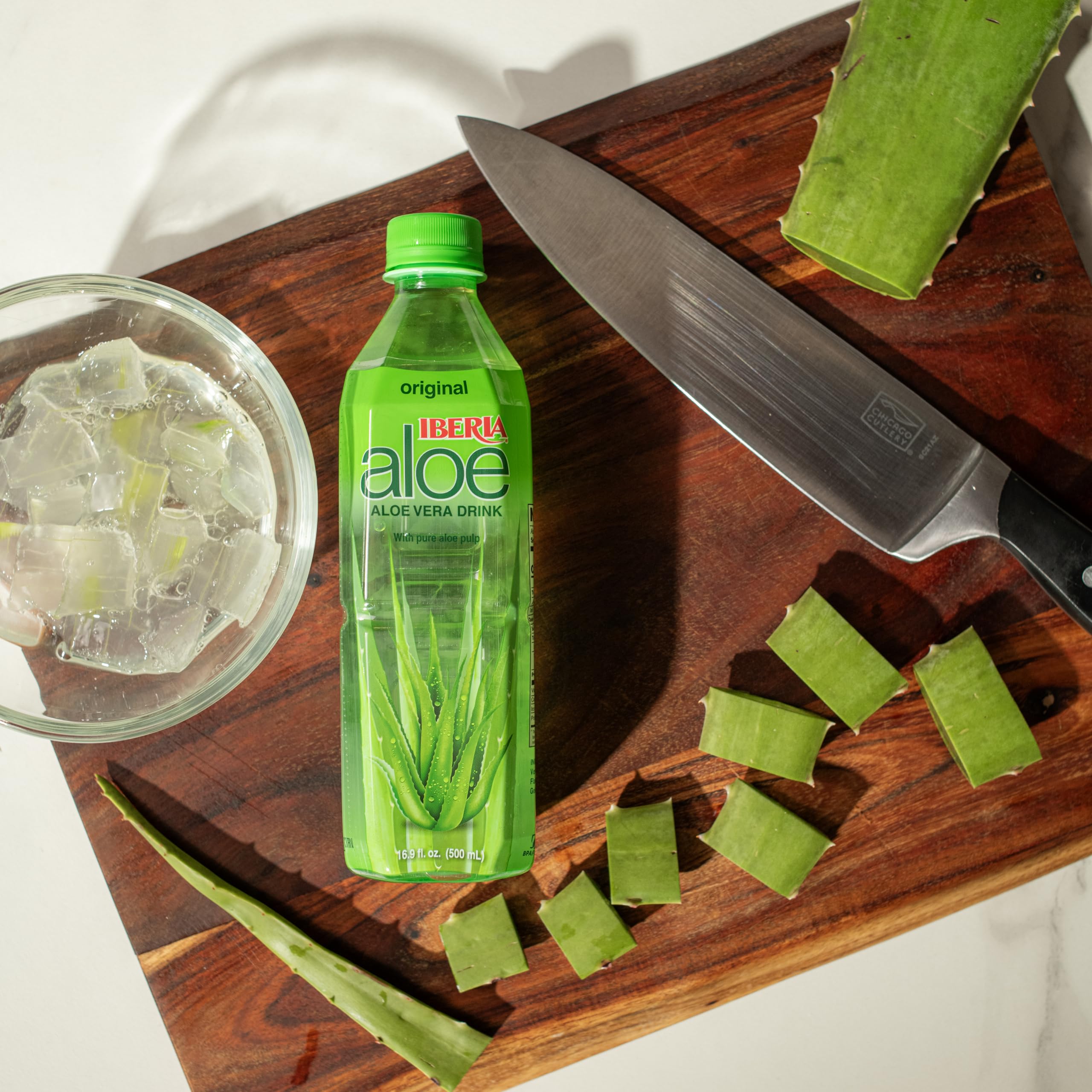 Iberia Aloe Vera Drink Strawberry bottle front, fruity and light.