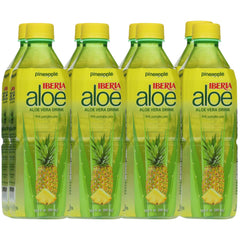 Iberia Aloe Vera Juice Drink pineapple bottle 8-pack ready for hydration.