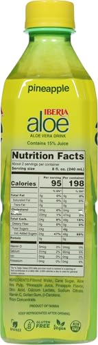 Real aloe vera pulp visible in Iberia juice for texture and freshness.