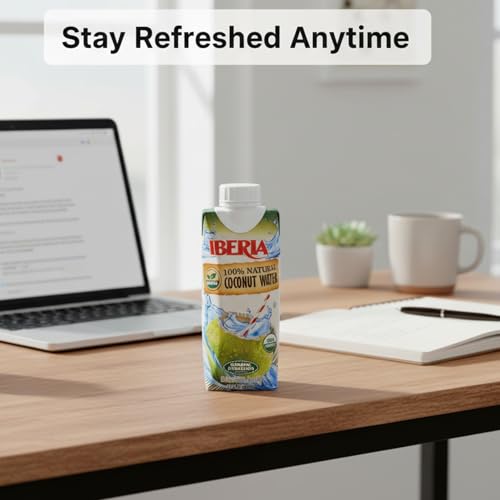 Iberia coconut water label—no preservatives, additive-free refreshment.