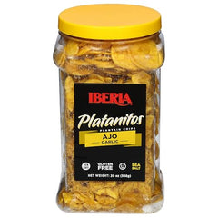 Iberia garlic plantain chips bowl ready to share as a flavorful snack