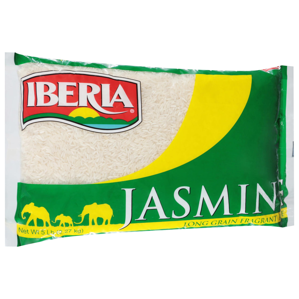 Iberia Jasmine Rice 5 lbs bag front view highlighting premium aroma.