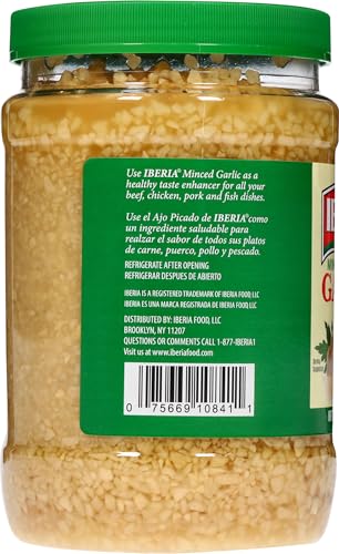 Iberia minced garlic water pantry image suggests a convenient kitchen staple.