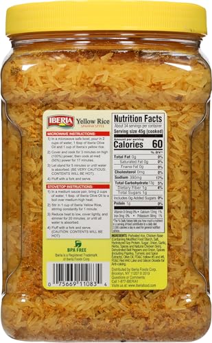 Cooked fluffy Iberia Yellow Rice in a bowl