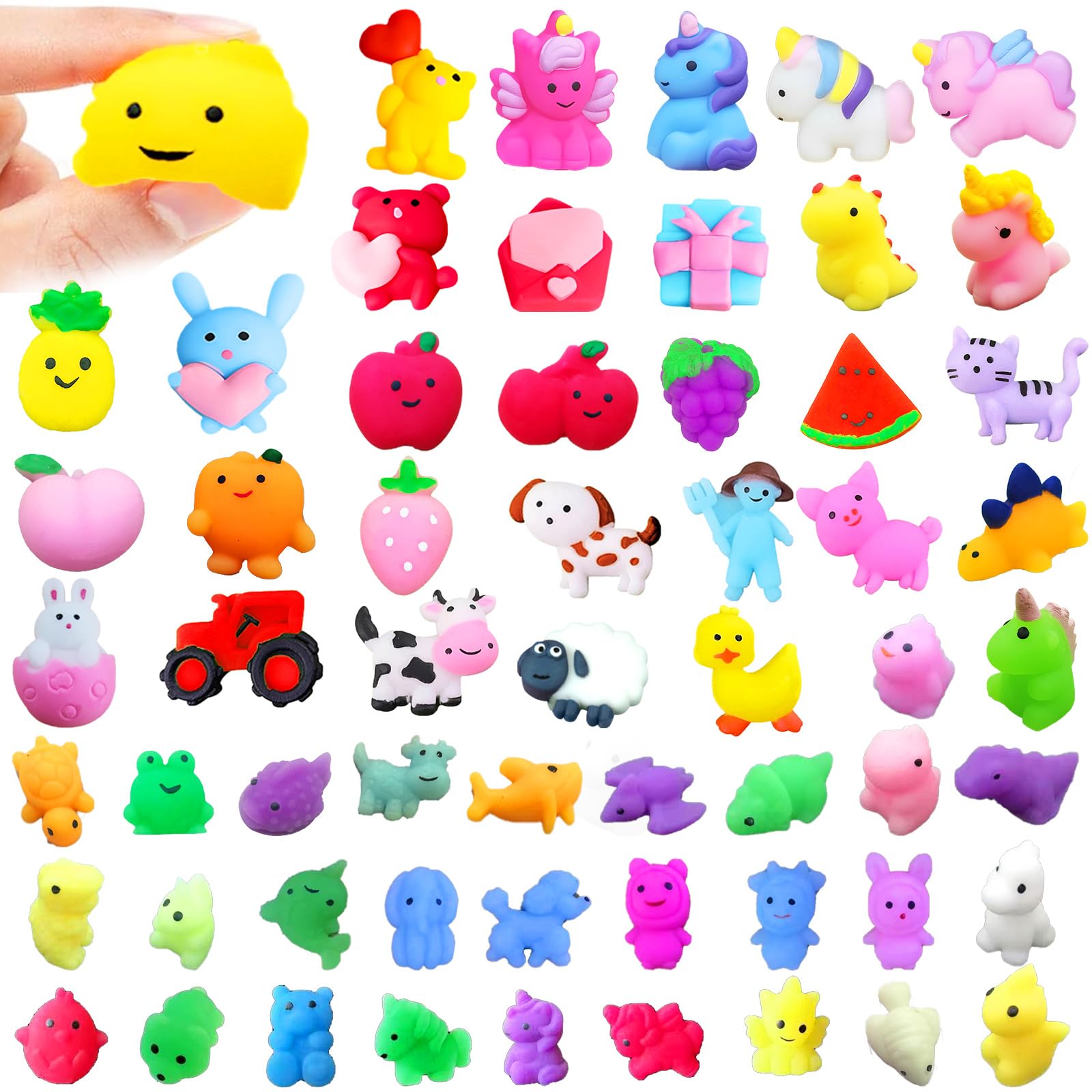 IBetIt 150pcs Mochi Squishy Toys set in vibrant animal designs for classroom prizes
