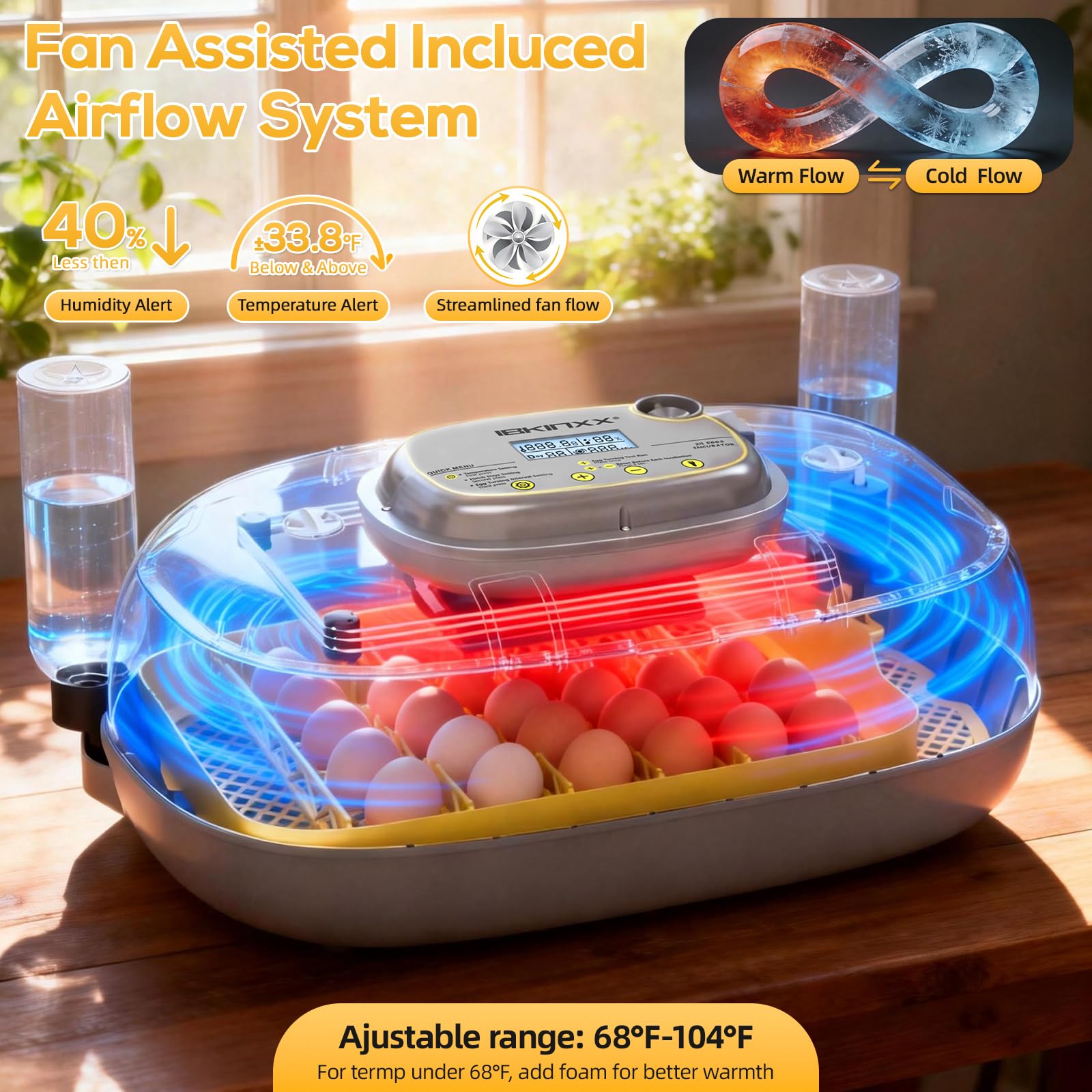 IBKINXX incubator operates quietly, ideal for homes or classrooms.