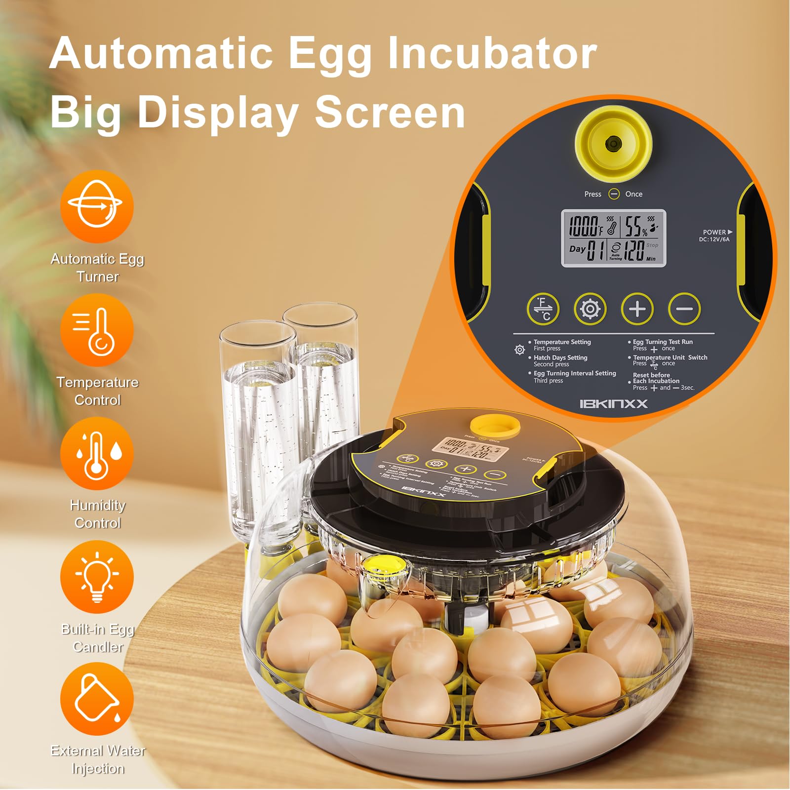IBKINXX incubator LED display with precise temperature and humidity