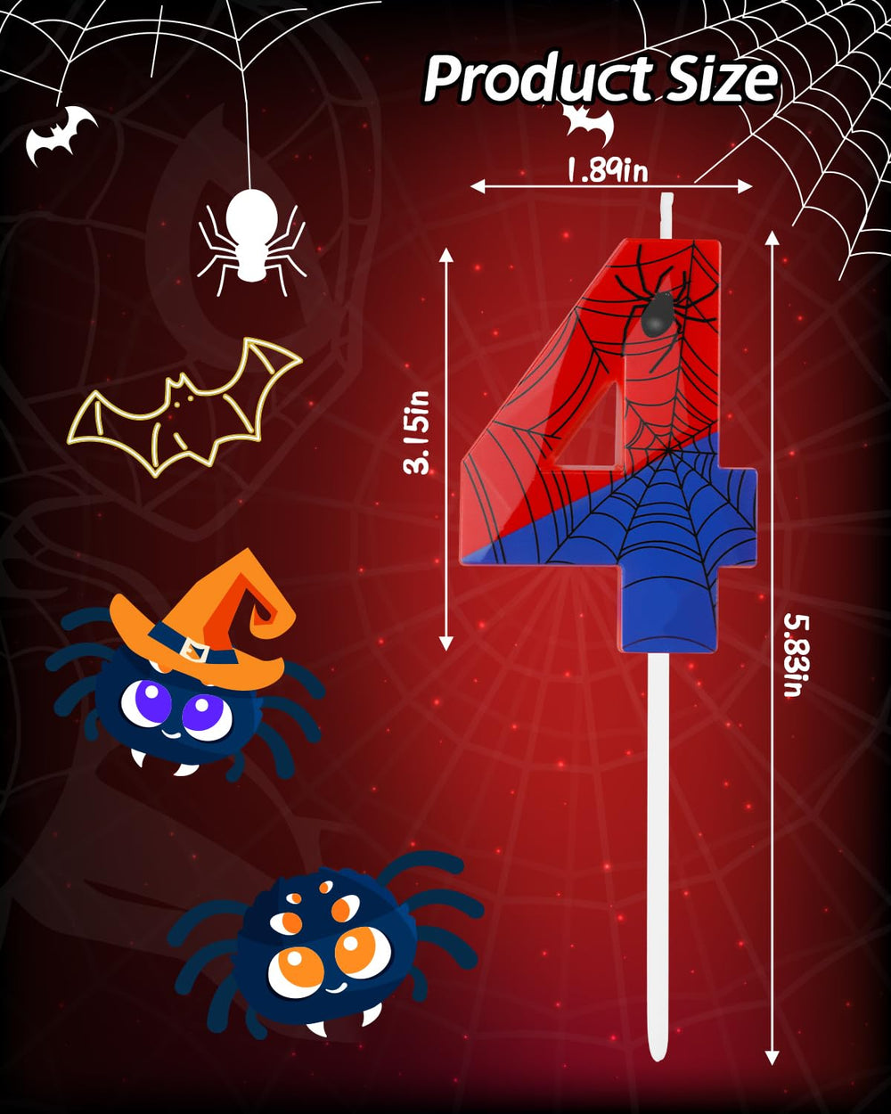IBLESSU birthday cake topper featuring a spider illustration for themed parties.