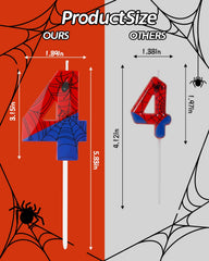 IBLESSU spider-themed birthday candle in red and blue for dramatic cake decor.