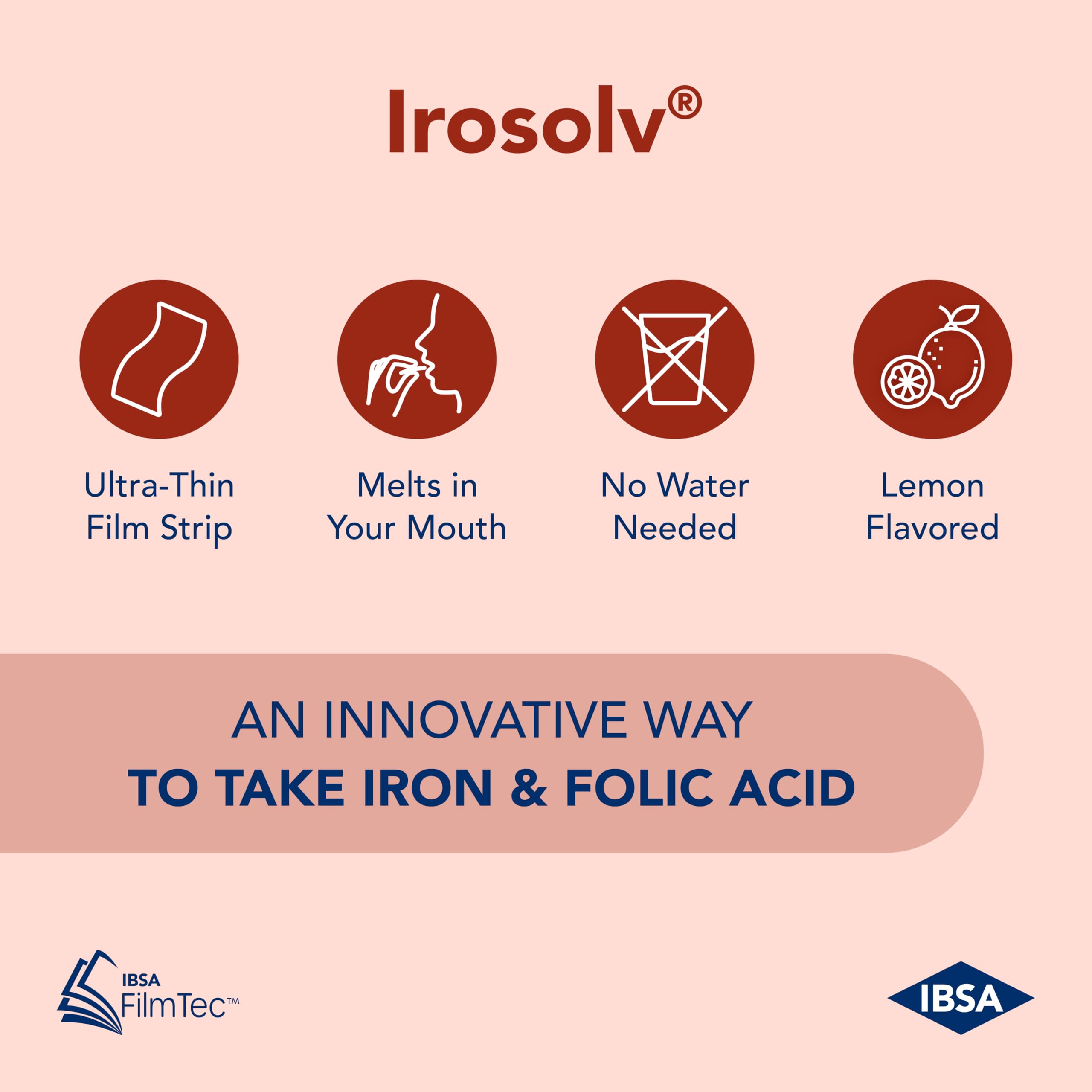 Ibsa Irosolv film-strip-dissolving-closeup highlighting fast release without water.
