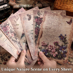 icceemee nature scrapbook paper flora fauna collection 03 supports storytelling across sheets for junk journals.