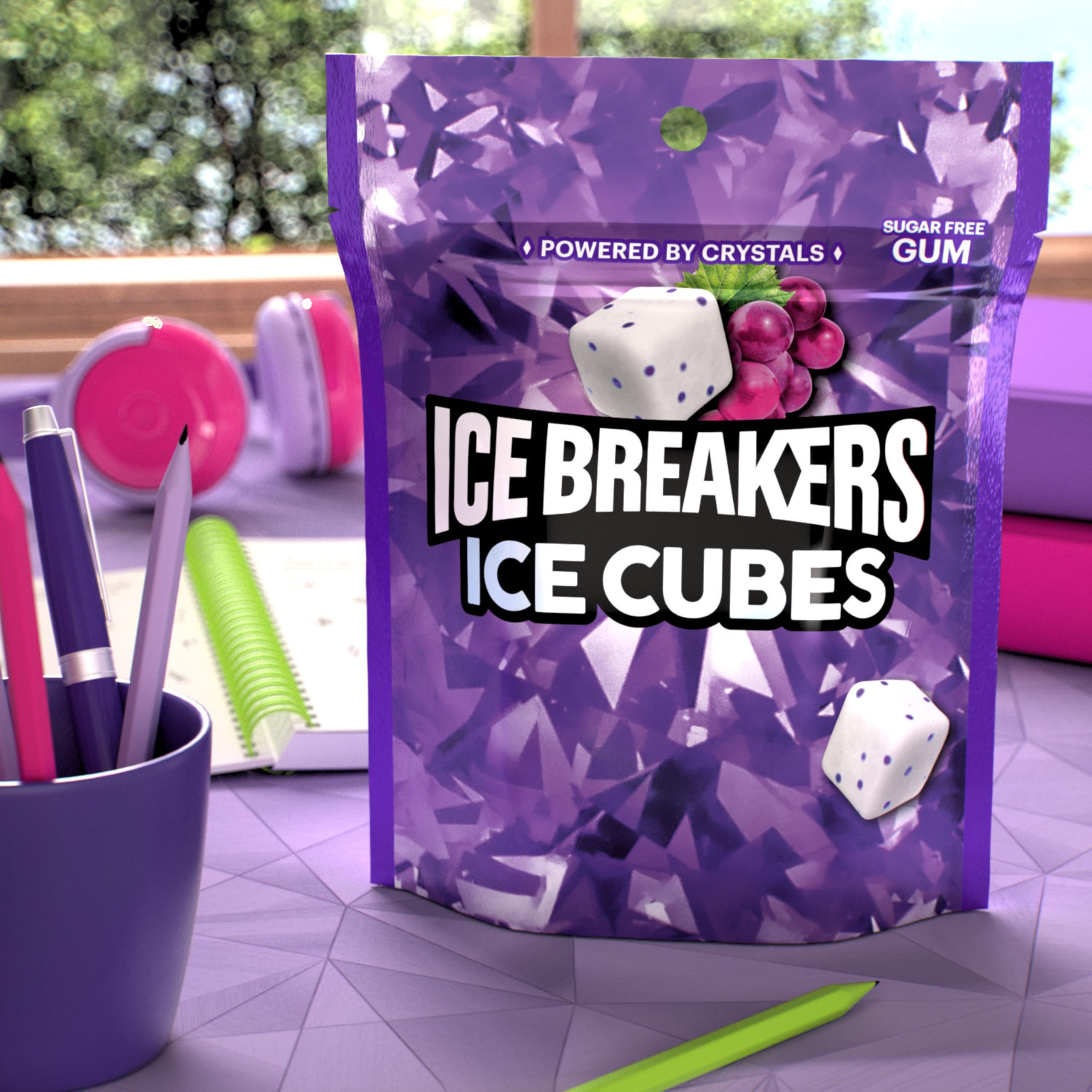 Desk-side pack on workspace for fresh breath during meetings.