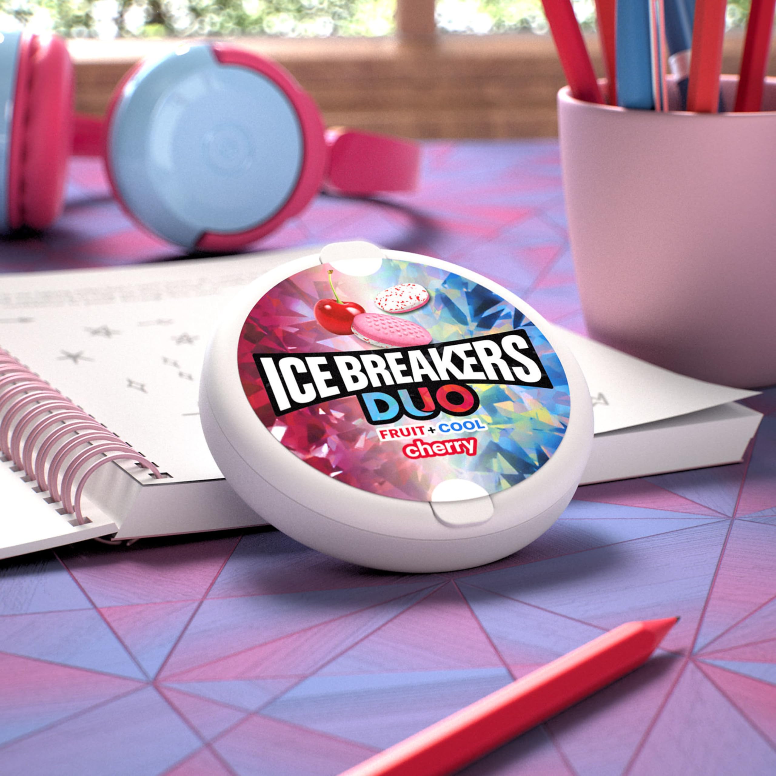 Ice Breakers Duo mints in a purse for travel-ready freshness